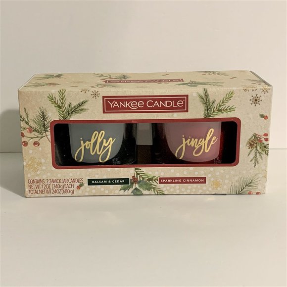 Yankee Candle Christmas Gift Set Jolly & Jingle Sparkling Cinnamon Balsam Cedar